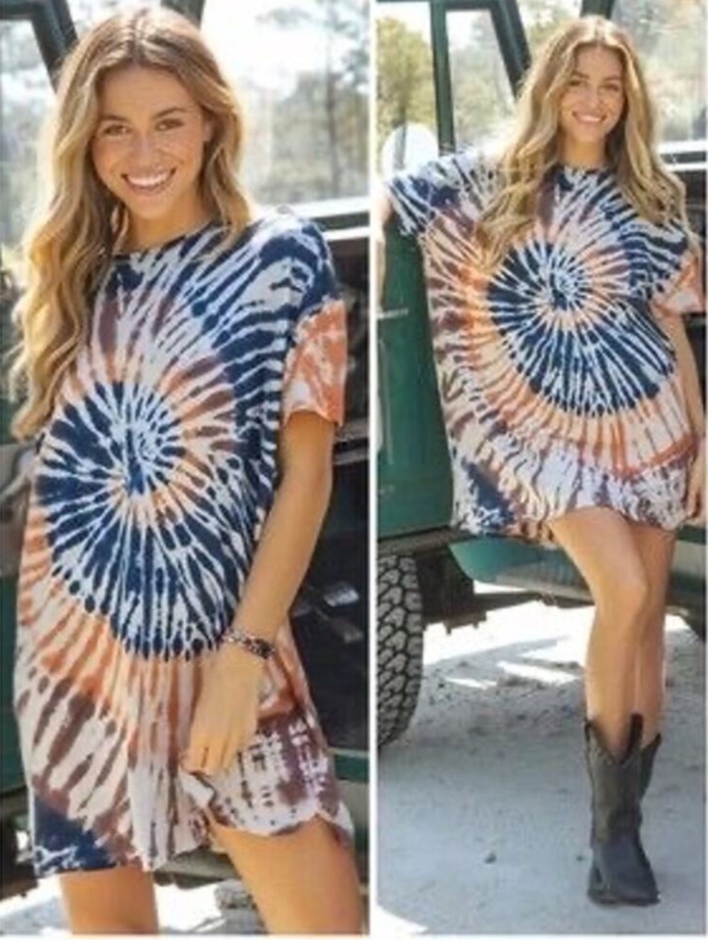 $15 Natural Life Oversized Tie Dye Cotton Dress XS